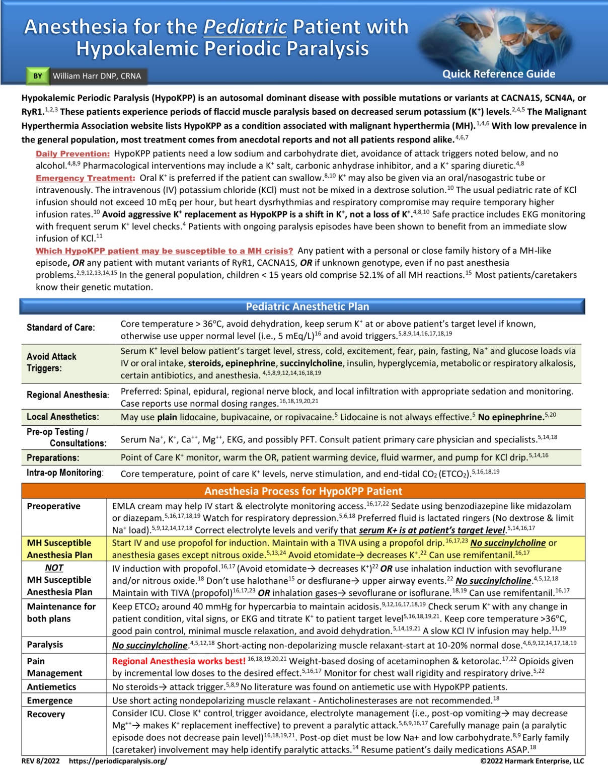 Anesthesia for the PEDIATRIC Patient with Hypokalemic Periodic